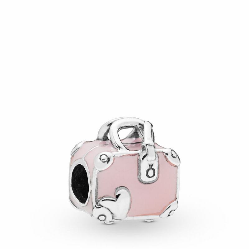 Pandora Pink Travel Bag Charm Ireland - Sterling Silver/Enamel/Pink - 135679GBK